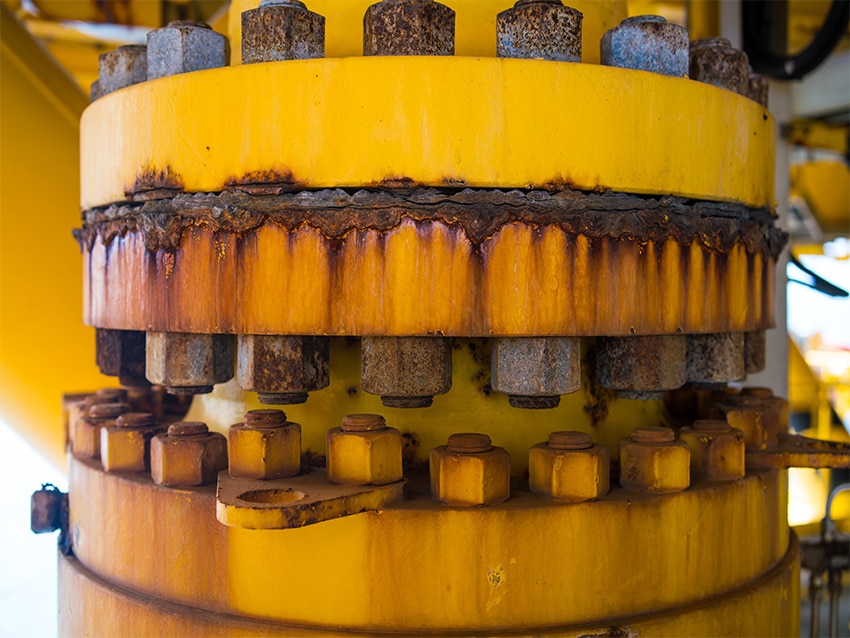 corrosive metal failure of oil rig beam