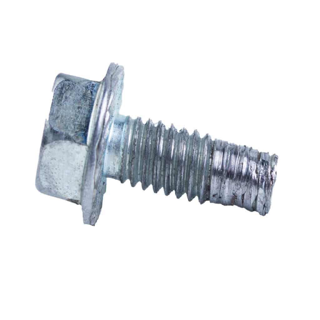 adhesive wear in the form of galling is seen on a zinc coated screw