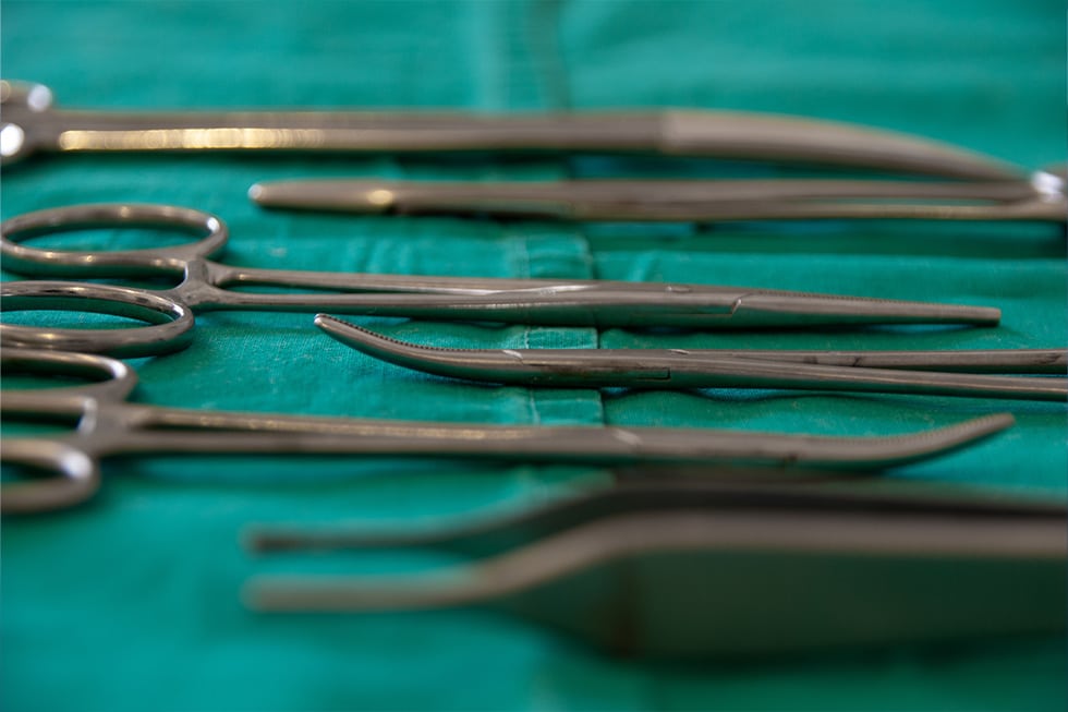 stained medical instruments