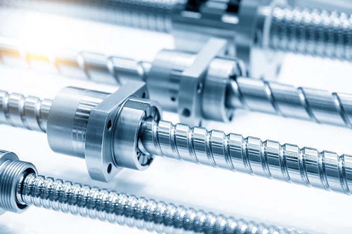 closeup of Armoloy-coated ball screw assembly
