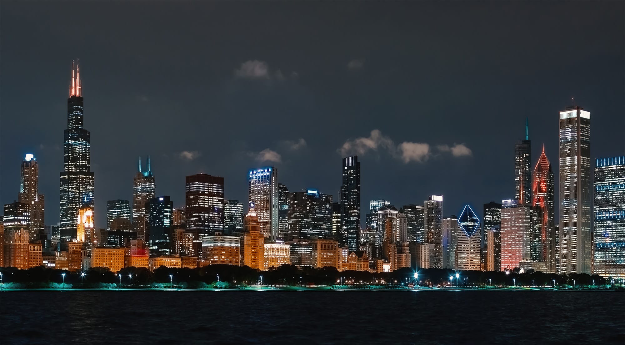 Chicago skyline at night