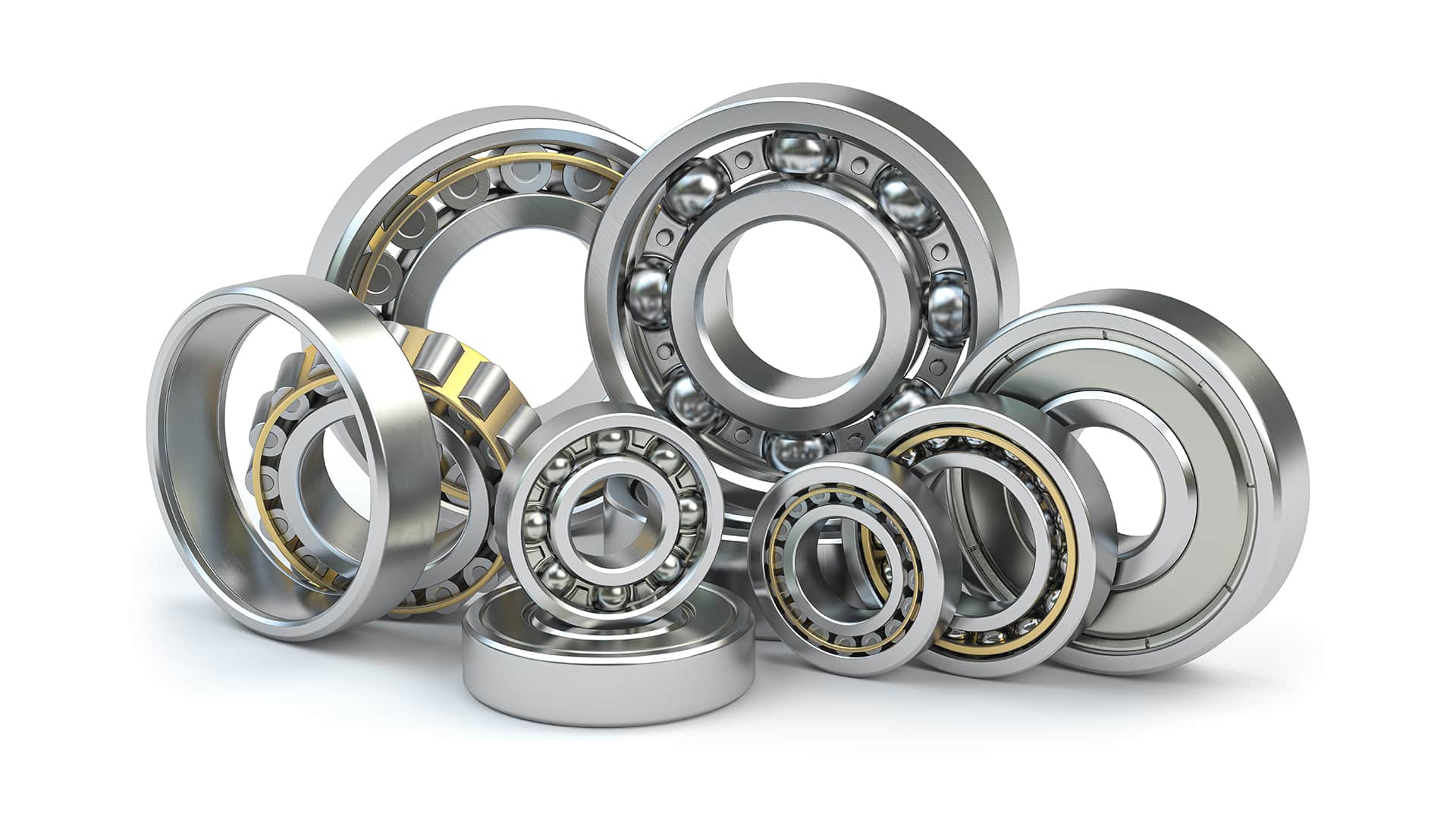 bearing coatings on an array of roller bearings