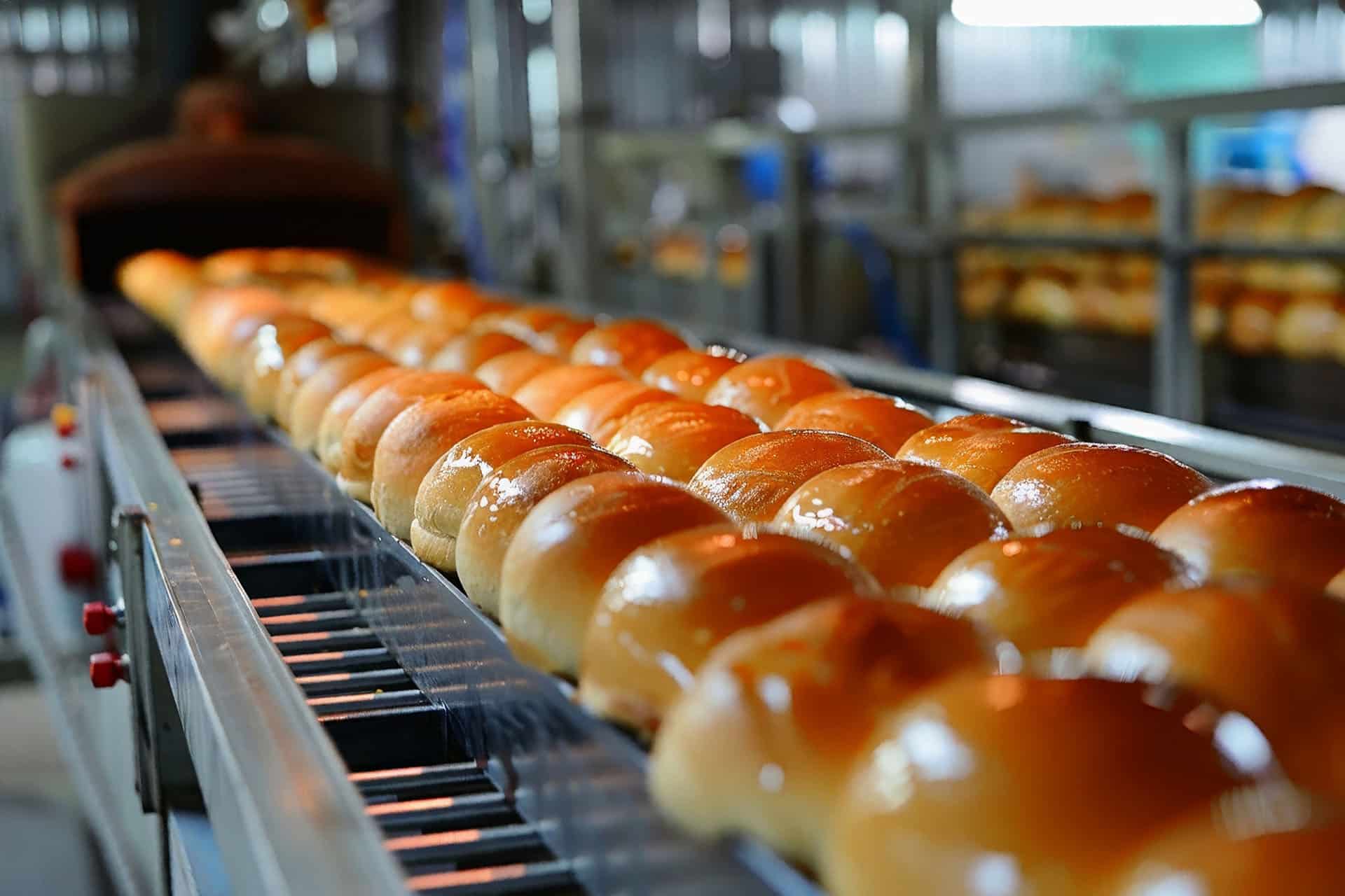 packaging line with an Armoloy food safe coating applied for bread buns