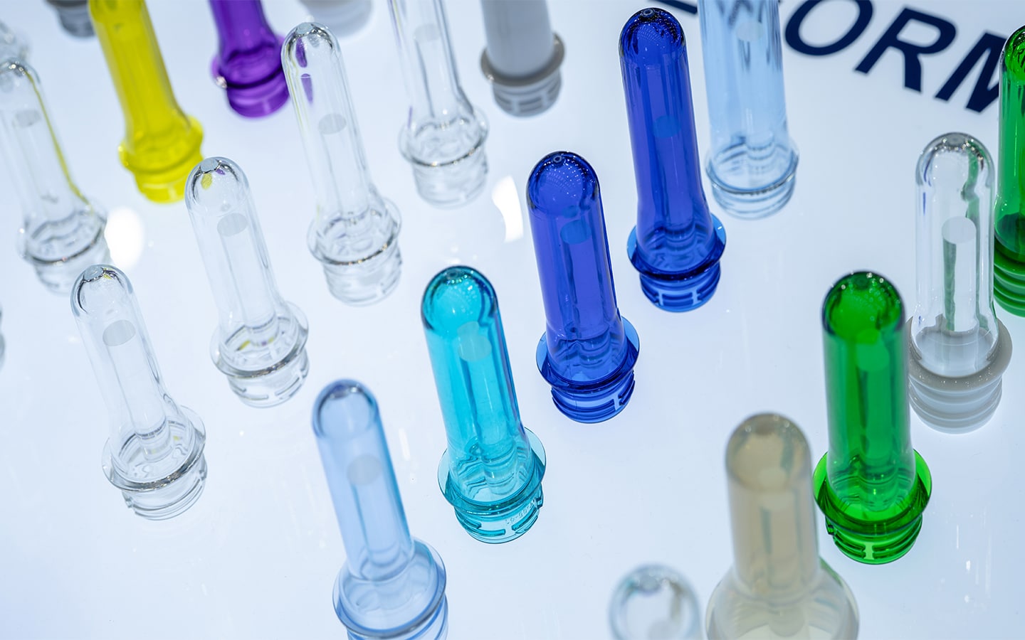 ready-to-form plastic bottles in pre-formed stage